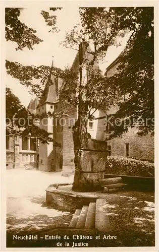 AK / Ansichtskarte Neuchatel_NE Entree du Chateau et Arbre de la Justice Neuchatel NE
