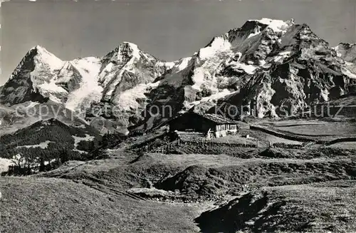 AK / Ansichtskarte Muerren_BE Oberberg mit Eiger Moench und Jungfrau Muerren_BE