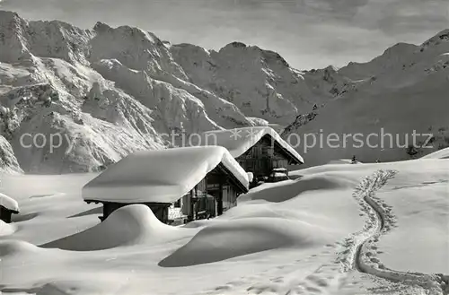 AK / Ansichtskarte Muerren_BE im Blumental mit Mittaghorn Grosshorn Breithorn Muerren_BE