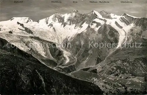 AK / Ansichtskarte Saas Fee Mischabelkette Feegletscher und Hohbalengletscher Saas Fee