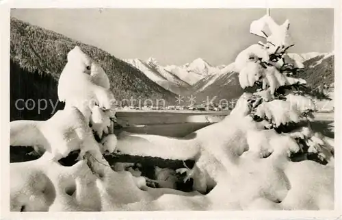 AK / Ansichtskarte Davos_GR mit Davosersee und Tinzenhorn Davos_GR