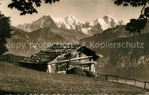 AK / Ansichtskarte Beatenberg Berghuette mit Eiger Moench und Jungfrau Beatenberg