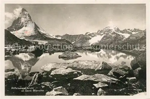 AK / Ansichtskarte Zermatt_VS Riffelsee Cervin et Dent Blanche Zermatt_VS
