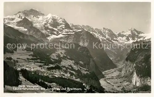 AK / Ansichtskarte Wengen_BE Lauterbrunnental mit Jungfrau und Breithorn Wengen_BE