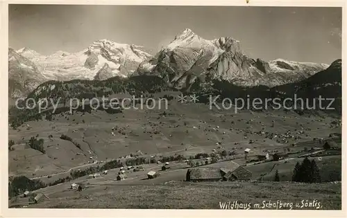 AK / Ansichtskarte Wildhaus_SG mit Schafberg und Saentis  Wildhaus SG