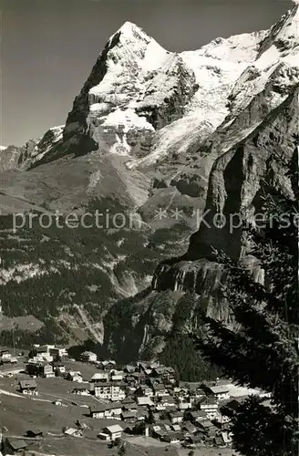 AK / Ansichtskarte Muerren_BE Panorama Blick zum Eiger Berner Alpen Muerren_BE