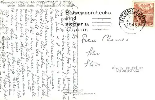 AK / Ansichtskarte Interlaken_BE Ortsmotiv mit protestantischer Kirche Alpen Interlaken_BE