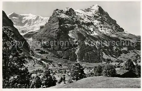 AK / Ansichtskarte Grindelwald Panorama Blick auf Eiger und Viescherwand Berner Alpen Grindelwald