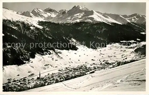 AK / Ansichtskarte Davos_GR Panorama Blick von Strela auf Davos und Sertiger Berge Davos_GR