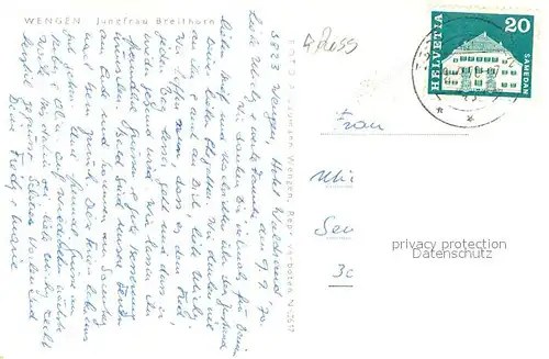 AK / Ansichtskarte Wengen_BE Wanderung in den Bergen Jungfrau Breithorn Berner Alpen Wengen_BE