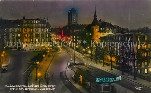 AK / Ansichtskarte Lausanne_VD Place Chauderon et Rue des Terreaux vue de nuit Lausanne VD