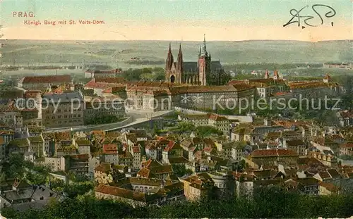 AK / Ansichtskarte Prag_Prahy_Prague Koenigliche Burg mit St Veits Dom Prag_Prahy_Prague