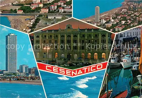AK / Ansichtskarte Cesenatico Teilansichten Hochhaus Strand Grand Hotel Hafen Cesenatico