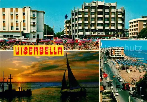 AK / Ansichtskarte Viserbella_di_Rimini Strand Hotels Uferstrasse Abendstimmung am Hafen Viserbella_di_Rimini