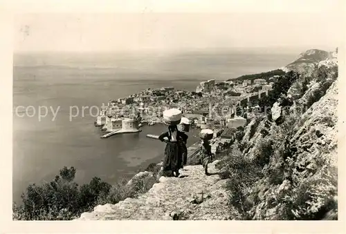 AK / Ansichtskarte Dubrovnik_Ragusa Panorama Kueste Hafen Festung Altstadt Dubrovnik Ragusa