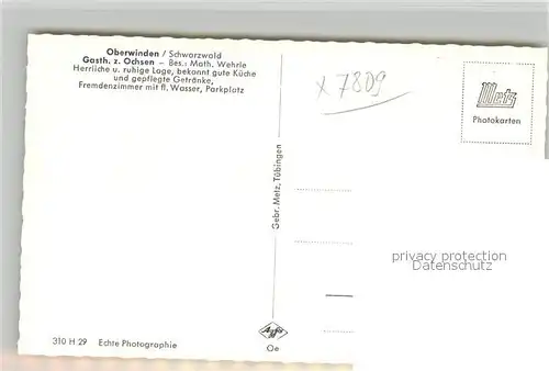 AK / Ansichtskarte Oberwinden_Elztal Gasthaus zum Ochsen Gaststube Oberwinden Elztal