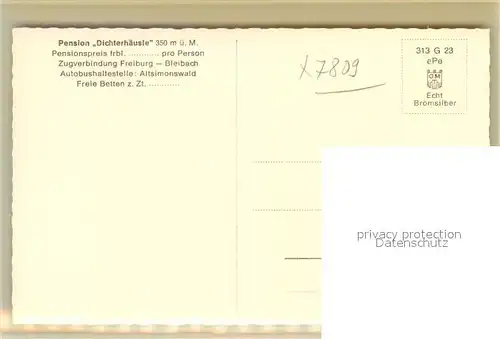 AK / Ansichtskarte Untersimonswald Pension Dichterhaeusle  Untersimonswald