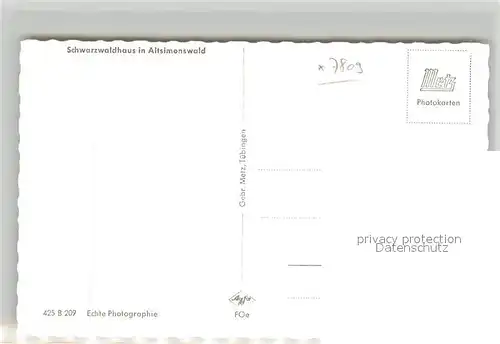 AK / Ansichtskarte Altsimonswald Schwarzwaldhaus Altsimonswald