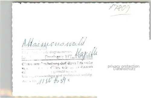 AK / Ansichtskarte Altsimonswald Kapelle Altsimonswald