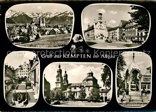 AK / Ansichtskarte Kempten_Allgaeu Rathaus Residenzplatz St. Mag Brunnen  Kempten Allgaeu