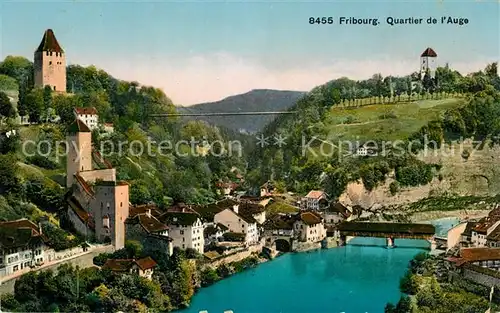 AK / Ansichtskarte Fribourg_FR Fliegeraufnahme Quartier de l`Auge Fribourg FR