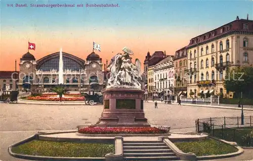 AK / Ansichtskarte Basel_BS Strassburgerdenkmal am Bundesbahnhof Basel_BS