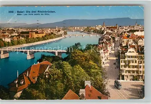 AK / Ansichtskarte Basel_BS Rhein und Brueckenpartie Basel_BS
