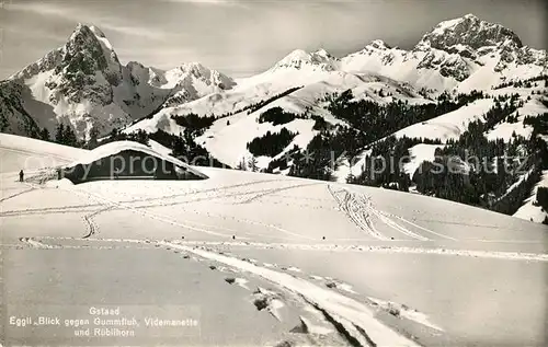 AK / Ansichtskarte Gstaad Eggli Blick gegen Gummfluh Rueblihorn Berner Alpen Gstaad