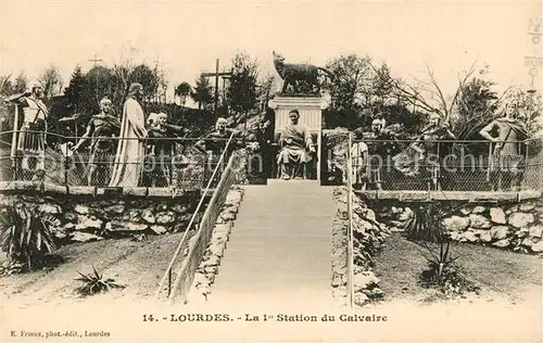 AK / Ansichtskarte Lourdes_Hautes_Pyrenees La premiere Station du Calvaire Lourdes_Hautes_Pyrenees