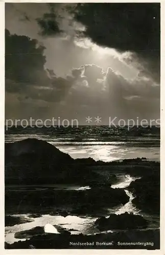 AK / Ansichtskarte Borkum_Nordseebad Sonnenuntergang am Meer Borkum_Nordseebad