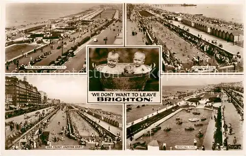 AK / Ansichtskarte Brighton_Hove Sea Front looking West and East Paddling Pool Boating Pool Children Brighton Hove