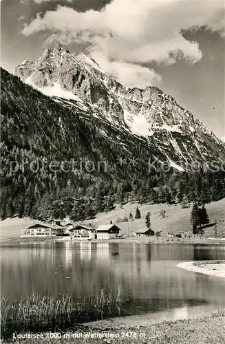 AK / Ansichtskarte Lautersee_Mittenwald Uferpartie am See Blick zum Wetterstein Lautersee Mittenwald