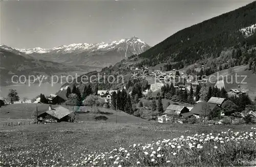 AK / Ansichtskarte Waldegg_Beatenberg Panorama Blick ueber Thunersee gegen Wildhorn Gsuer Niesenkette Waldegg Beatenberg