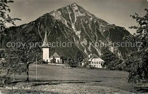 AK / Ansichtskarte Aeschi_BE Ortsmotiv mit Kirche Alpen Aeschi_BE