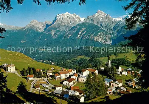 AK / Ansichtskarte Ftan Panorama mit Lischanagruppe Ftan