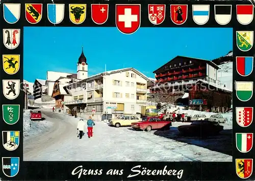 AK / Ansichtskarte Soerenberg_LU Ortsmotiv mit Kirche Wappen Soerenberg LU