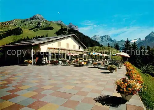 AK / Ansichtskarte Engelberg_OW Sonnenterrasse Bergrestaurant Ristis Brunni Engelberg OW