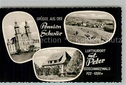 AK / Ansichtskarte Peter_Schwarzwald_St Pension Schwaer Wallfahrtskirche Peter_Schwarzwald_St