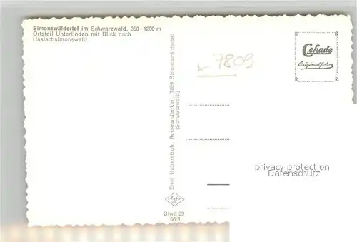 AK / Ansichtskarte Simonswaeldertal Unterlinden Kirche Haslachsimonswald Simonswaeldertal