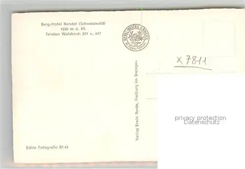 AK / Ansichtskarte Kandel_Breisgau Kandel Hotel Glottertal Waldkirch Kandel Breisgau