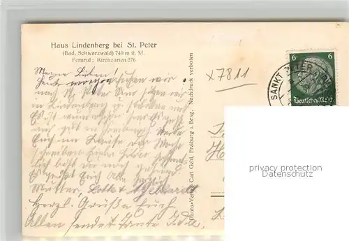 AK / Ansichtskarte St_Peter_Schwarzwald Haus Lindenberg St_Peter_Schwarzwald