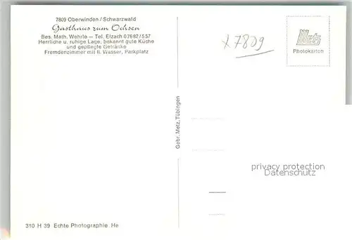 AK / Ansichtskarte Oberwinden_Elztal Gasthaus zum Ochsen Oberwinden Elztal