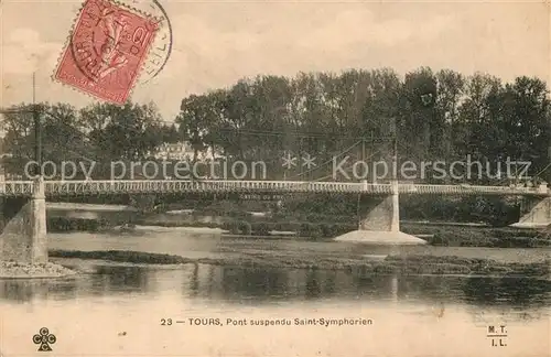 AK / Ansichtskarte Tours_Indre et Loire Pont suspendu Saint Symphorien Tours Indre et Loire
