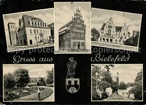 AK / Ansichtskarte Bielefeld Rathaus Cruewell Haus Oetker Halle Sparrenburg Bielefeld