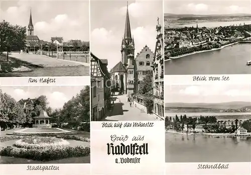 AK / Ansichtskarte Radolfzell_Bodensee Hafen Stadtgarten Strandbad Muenster  Radolfzell Bodensee