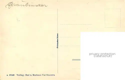 AK / Ansichtskarte Val_Sinestra_Zuort Bad und Kurhaus Val_Sinestra_Zuort