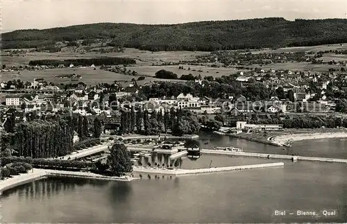AK / Ansichtskarte Biel_Bienne Quai Fliegeraufnahme Biel Bienne