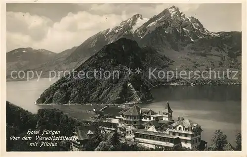 AK / Ansichtskarte Vierwaldstaettersee_SZ Hotel Fuerigen mit Pilatus Vierwaldstaettersee_SZ