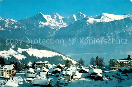 AK / Ansichtskarte Beatenberg mit Thunersee Eiger Moench und Jungfrau Beatenberg