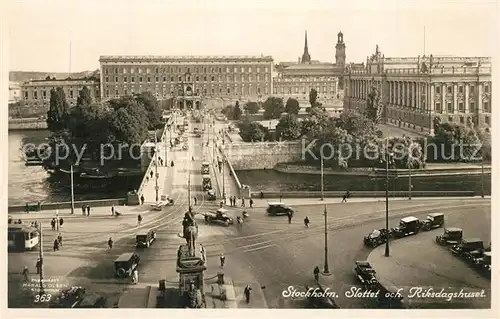 AK / Ansichtskarte Stockholm Slottet och Riksdagshuset Stockholm